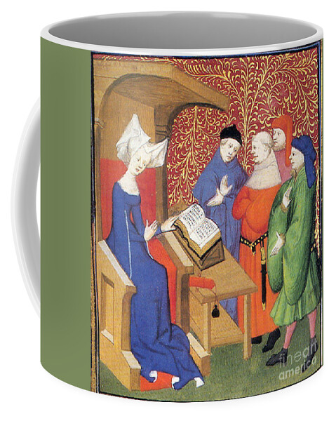 Historic Coffee Mug featuring the photograph Christine De Pizan Lecturing To Men by Photo Researchers