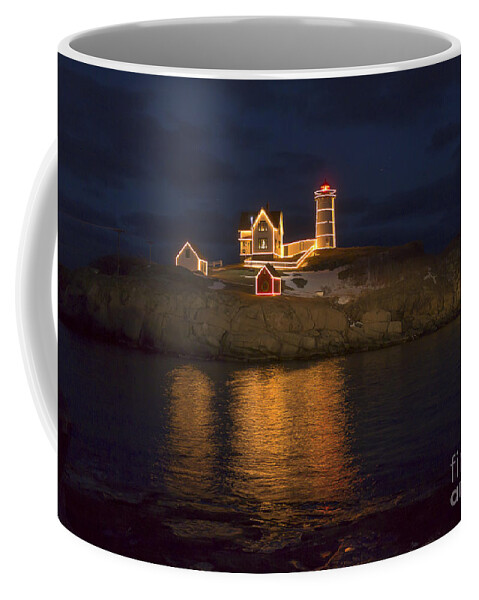 Atlantic Coffee Mug featuring the photograph Christmas at the Nubble by Steven Ralser