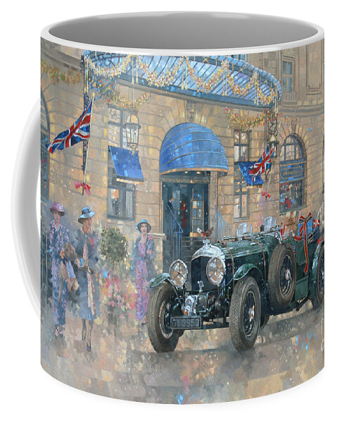 Rolls Royce Coffee Mug featuring the painting Christmas at the Ritz by Peter Miller