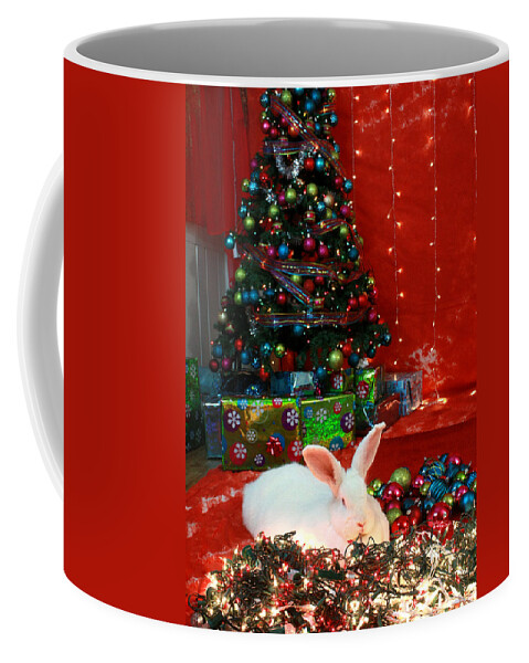 Bunny Coffee Mug featuring the photograph Christmas Bunny by Amanda Stadther