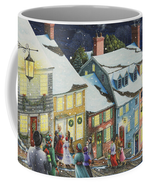 Christmas Card Coffee Mug featuring the painting Christmas Carolers by Lynn Bywaters