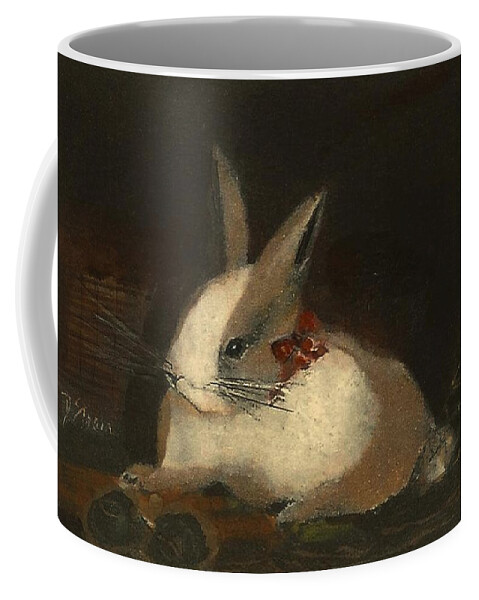 Fine Art America.com Coffee Mug featuring the painting Christmas Rabbit by Diane Strain