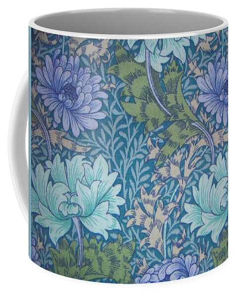 William Coffee Mug featuring the tapestry - textile Chrysanthemums in Blue by Philip Ralley