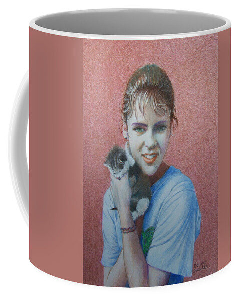 Girl Coffee Mug featuring the drawing Chuck and Leslie by Constance DRESCHER