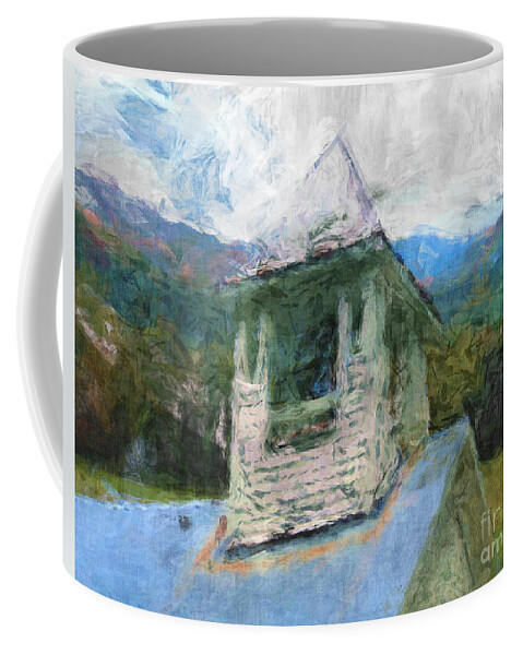 Church Coffee Mug featuring the digital art Church In The Mountains by Phil Perkins