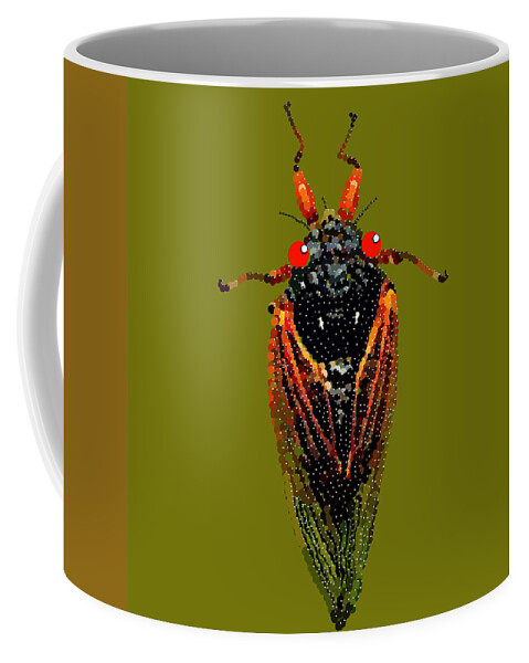  Coffee Mug featuring the digital art Cicada in Green by R Allen Swezey