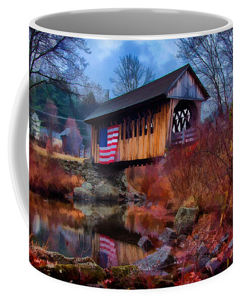 Autumn Coffee Mug featuring the photograph CilleyVille covered bridge by Jeff Folger