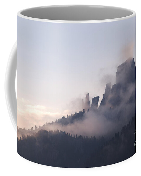 Scenic Coffee Mug featuring the photograph Cinque Torri peaks at sunrise by Matteo Colombo