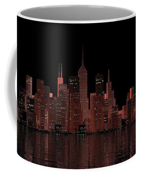 City Coffee Mug featuring the digital art Chicago City Dusk by Louis Ferreira