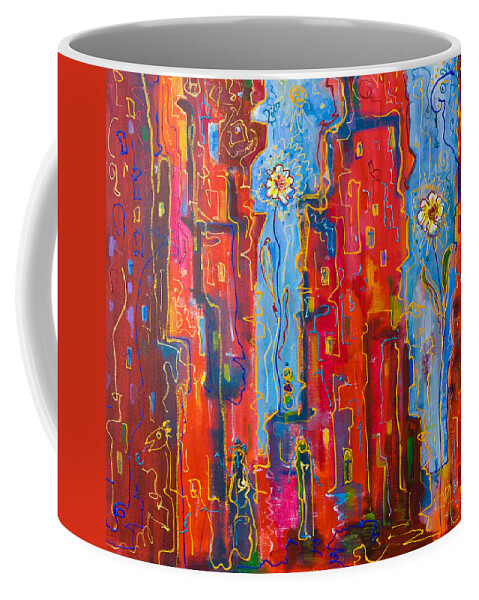 Acrylic Coffee Mug featuring the painting City Flowers by Maxim Komissarchik
