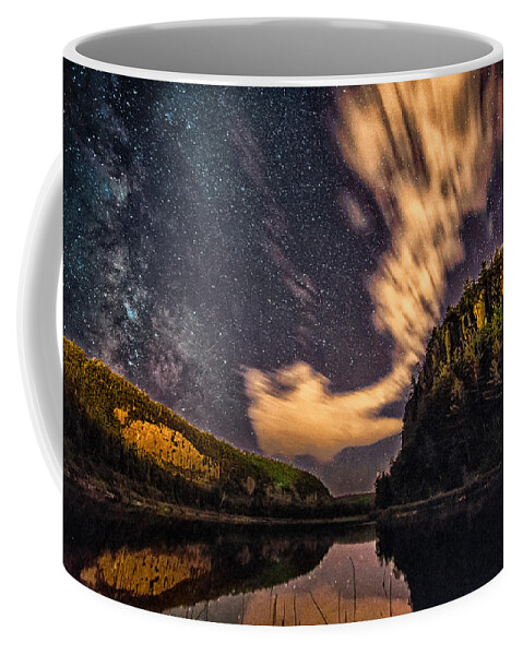 Astrophotography Coffee Mug featuring the photograph City Lights and Stars by Jakub Sisak