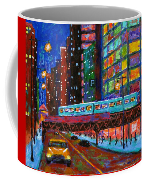  Chicago Art Coffee Mug featuring the painting City Lights by J Loren Reedy