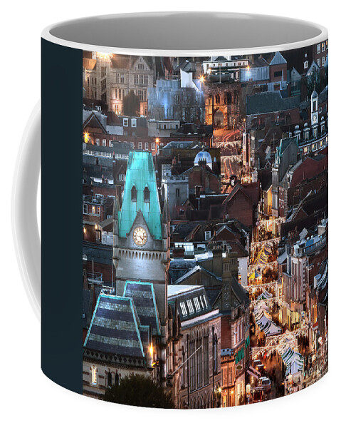Town Coffee Mug featuring the photograph City night view at Christmas by Simon Bratt