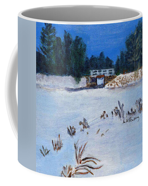 Landscape Coffee Mug featuring the painting Clarks Pond by Linda Feinberg