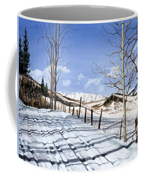 Ski Colorado Coffee Mug featuring the painting Clear Blue Silence by Barbara Jewell
