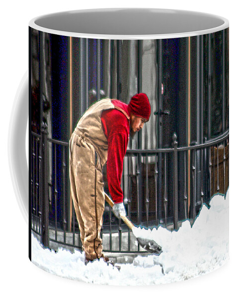 Snow Coffee Mug featuring the photograph Clearing the Path by Lesa Fine