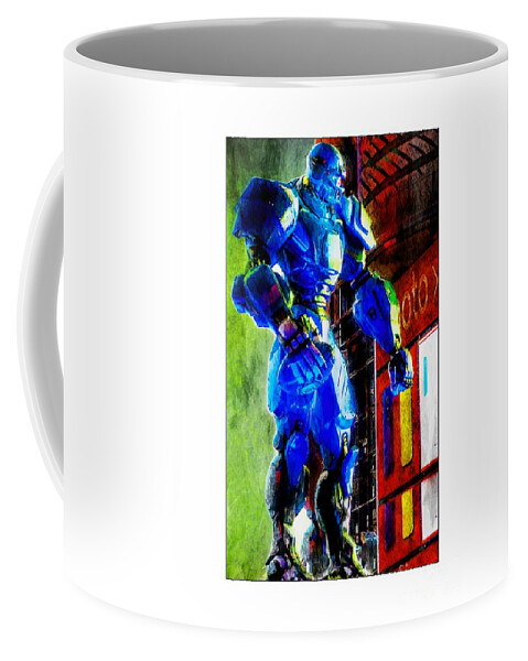 Robot Coffee Mug featuring the photograph Cleatus in Times Square by Lilliana Mendez