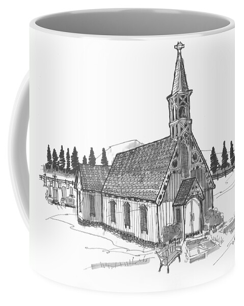 Church Coffee Mug featuring the drawing Clermont Chapel by Richard Wambach
