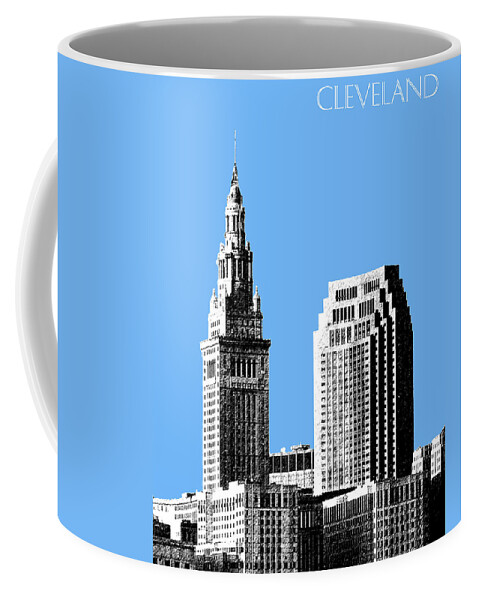 Architecture Coffee Mug featuring the digital art Cleveland Skyline 1 - Light Blue by DB Artist