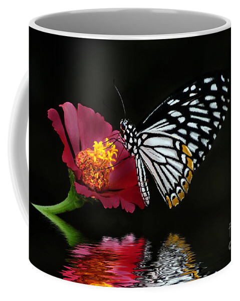 Butterfly Coffee Mug featuring the photograph Cliche on Burgundy by Lois Bryan