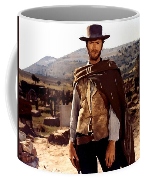 Clint Coffee Mug featuring the painting Clint Eastwood Outlaw by Gianfranco Weiss