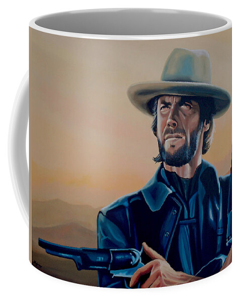 Clint Eastwood Coffee Mug featuring the painting Clint Eastwood Painting by Paul Meijering