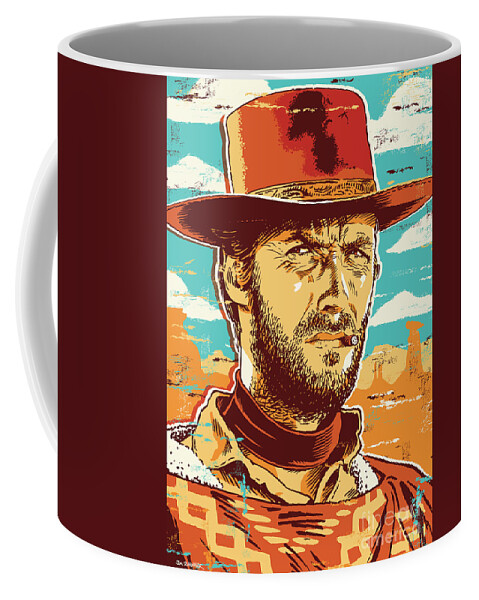 Illustration Coffee Mug featuring the digital art Clint Eastwood Pop Art by Jim Zahniser