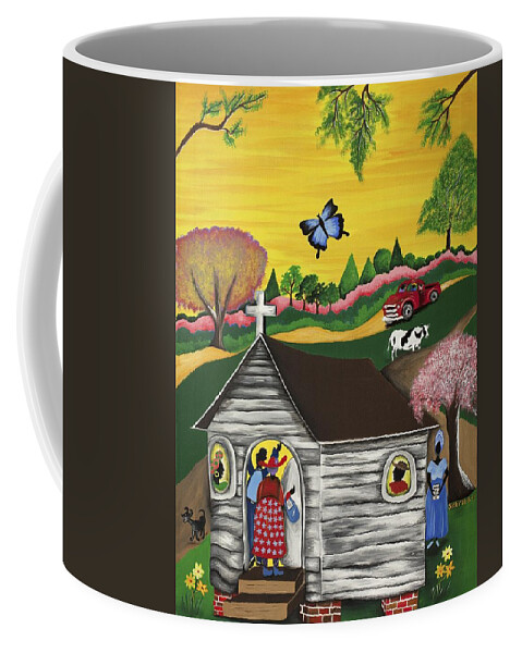 Gullah Geechee Art Coffee Mug featuring the painting Closer to the Stars 2 by Patricia Sabreee