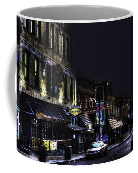 Beale Street Coffee Mug featuring the photograph Memphis - Night - Closing Time on Beale Street by Barry Jones