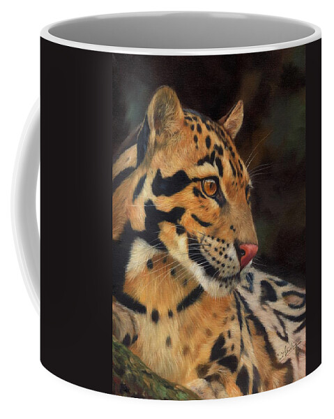Clouded Leopard Coffee Mug featuring the painting Clouded Leopard by David Stribbling