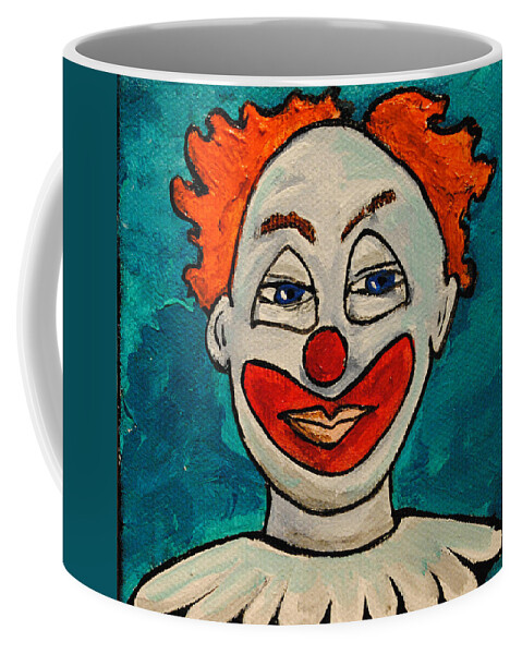 Tillie Coffee Mug featuring the painting Clowny at age 47 by Patricia Arroyo