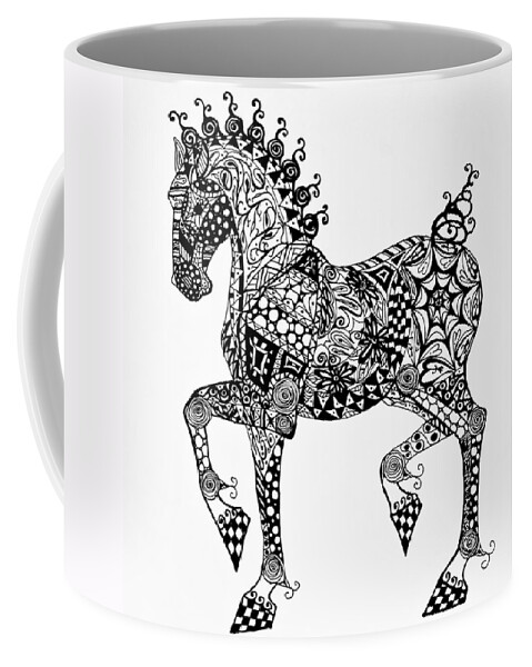 Clydesdale Coffee Mug featuring the drawing Clydesdale Foal - Zentangle by Jani Freimann