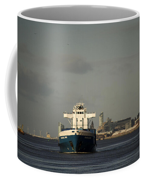 Cargo Ship Coffee Mug featuring the photograph Coastal Deniz by Spikey Mouse Photography