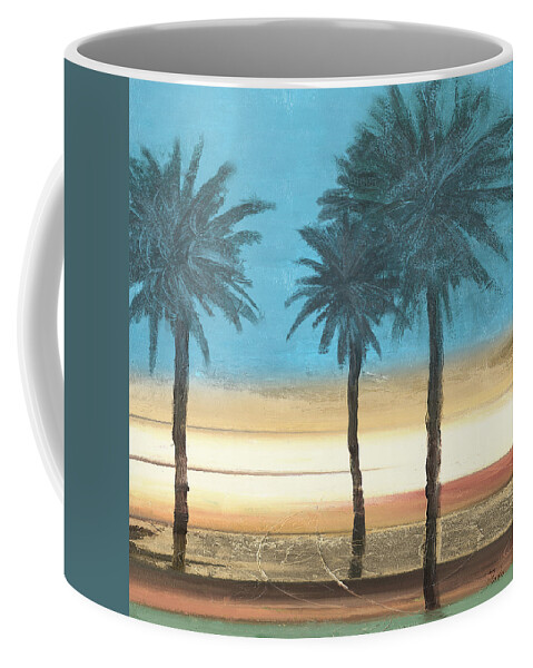 Thin Coffee Mug featuring the digital art Coastal Palms II by Patricia Pinto
