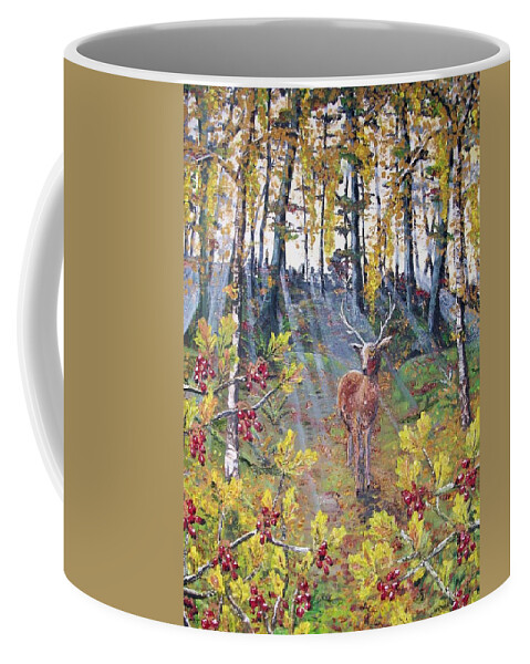 Woodland Coffee Mug featuring the painting Cobnar Woods by Asa Jones