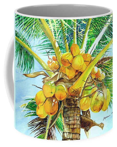Coconut Tree Coffee Mug featuring the painting Coconut Series II by Jelly Starnes