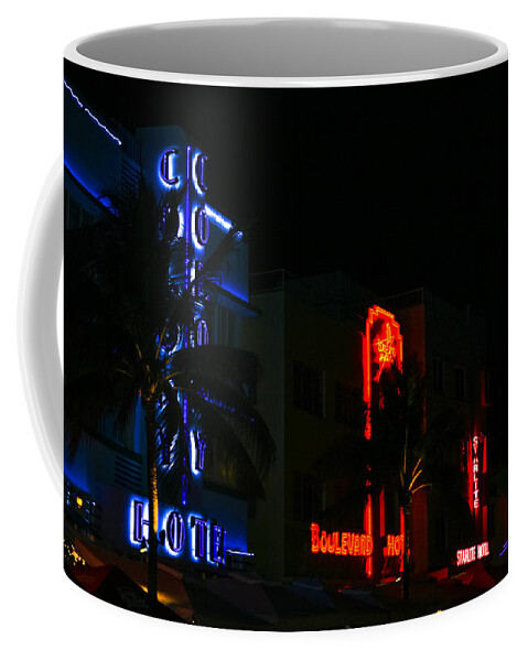 1930s Coffee Mug featuring the photograph Colony Boulevard and Starlite Neon by Ed Gleichman