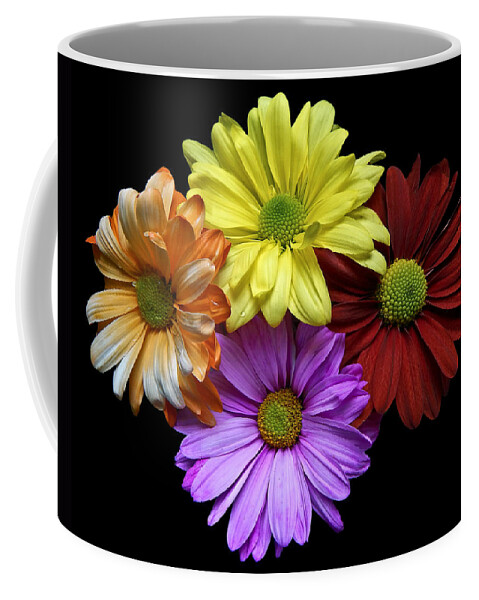 Flowers Coffee Mug featuring the photograph Colorful Daisies Still Life Flower Art Poster by Lily Malor
