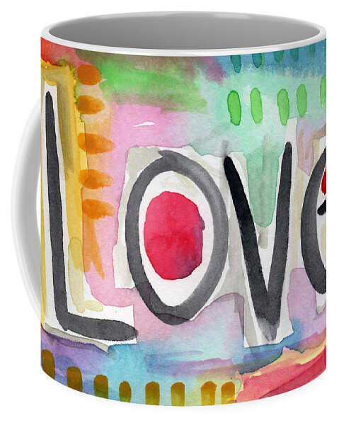 Love Coffee Mug featuring the painting Colorful Love- painting by Linda Woods