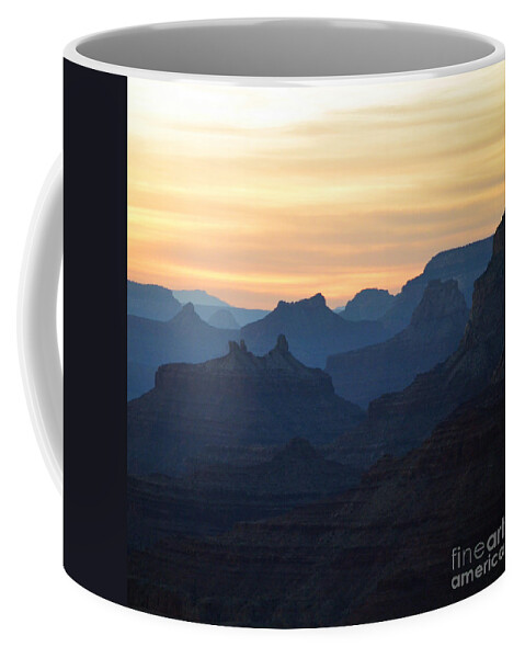 Grand Canyon National Park Coffee Mug featuring the photograph Colorful Sunset Twilight over Silhouetted Spires in Grand Canyon National Park Square by Shawn O'Brien
