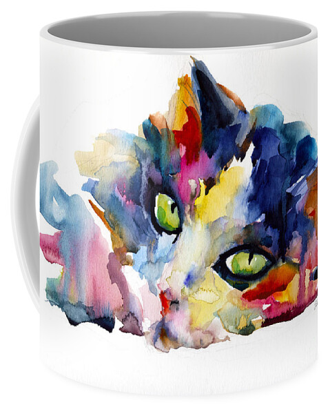 Tubby Cat Coffee Mug featuring the painting Colorful Tubby cat painting by Svetlana Novikova