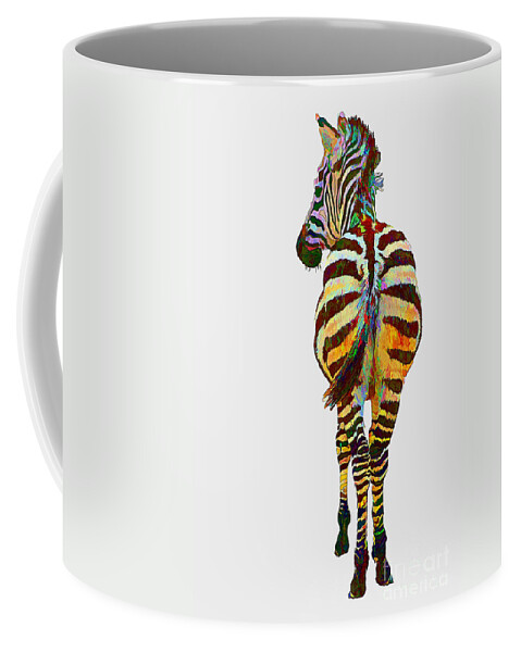 Animal Coffee Mug featuring the mixed media Colorful Zebra by Teresa Zieba