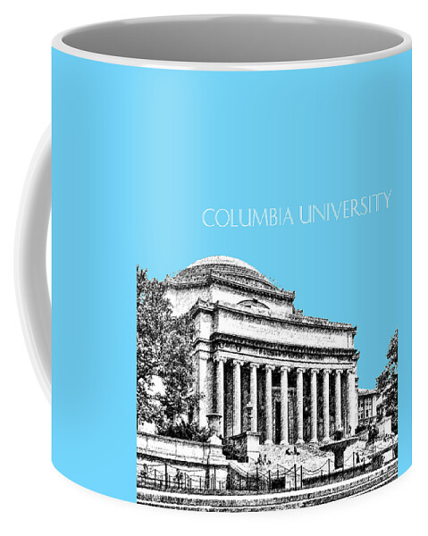 University Coffee Mug featuring the digital art Columbia University - Sky Blue by DB Artist