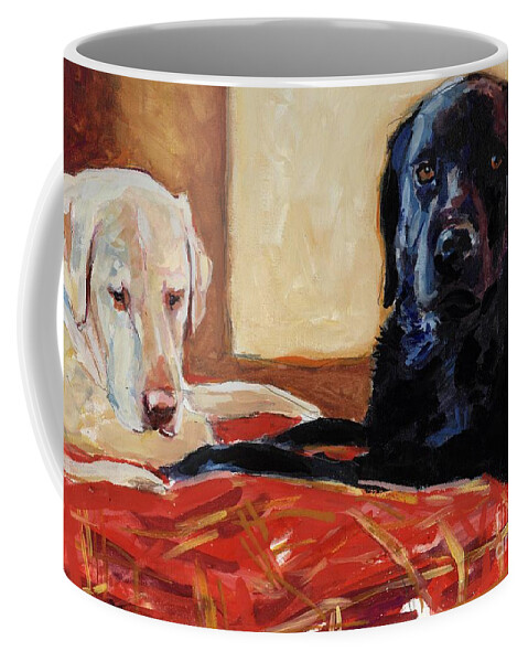 Orvis Dog Bed Coffee Mug featuring the painting Comfort and Joy by Molly Poole
