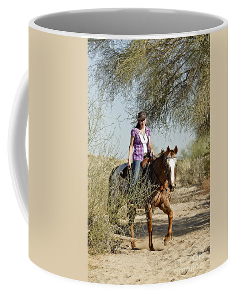 Horse Coffee Mug featuring the photograph Coming Through the Wash by Kathy McClure