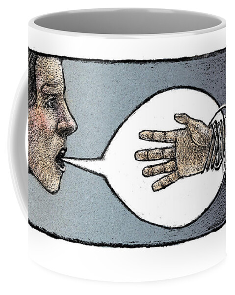 Communication Coffee Mug featuring the drawing Communication by Chris Van Es