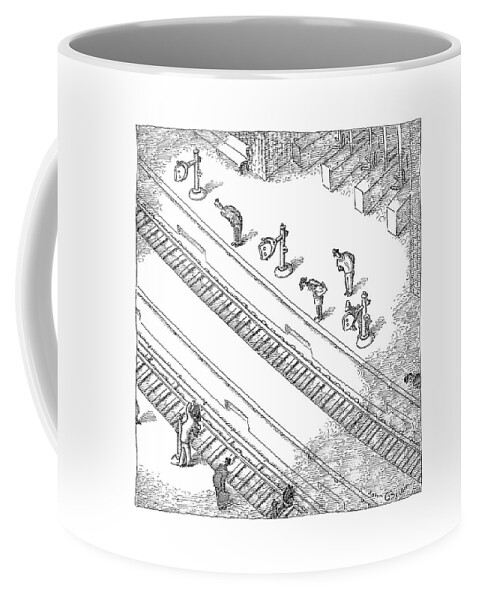 Commuters Are Seen Standing On A Train Station Coffee Mug