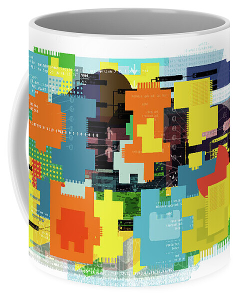 Abstract Coffee Mug featuring the photograph Computer Chips And Data by Ikon Ikon Images