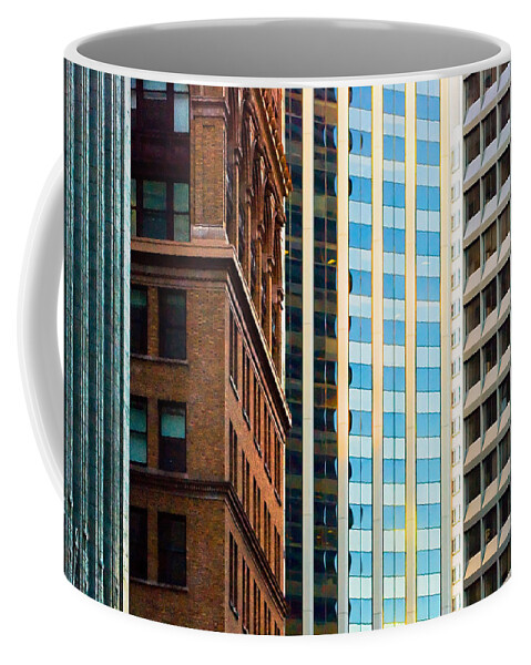 Buildings Coffee Mug featuring the sculpture Convergence by Mick Burkey
