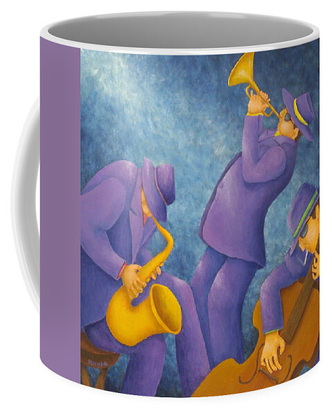 Pamela Allegretto Coffee Mug featuring the painting Cool Jazz Trio by Pamela Allegretto